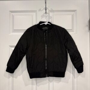Primark Cares Kids Black Quilted Bomber Jacket Full Zip Size 4-5Y